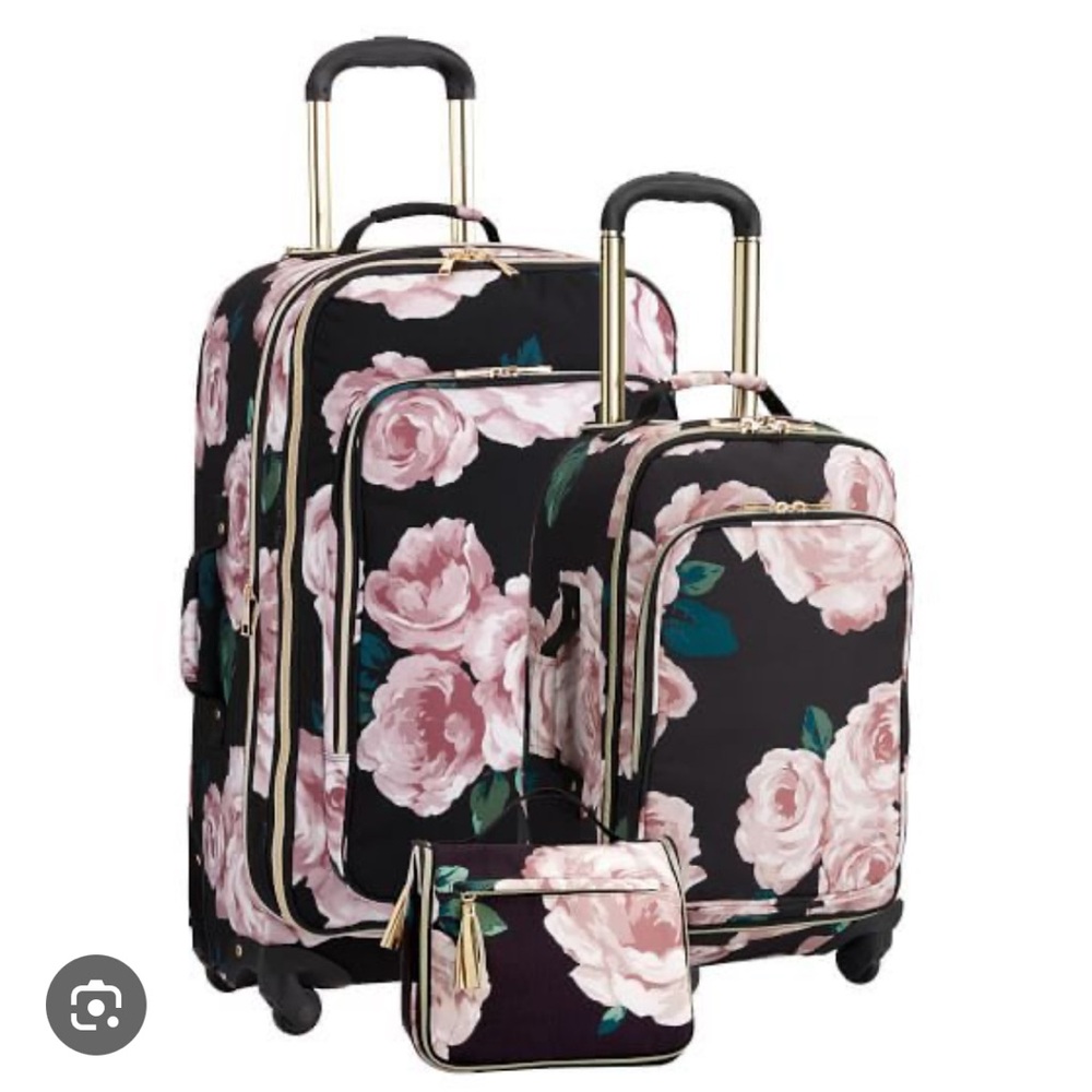Pottery Barn Floral Rolling Luggage Set